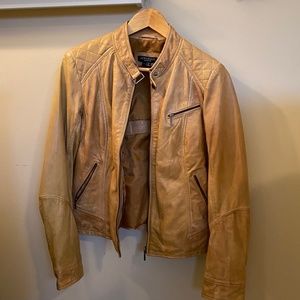 Tan Leather Biker Jacket